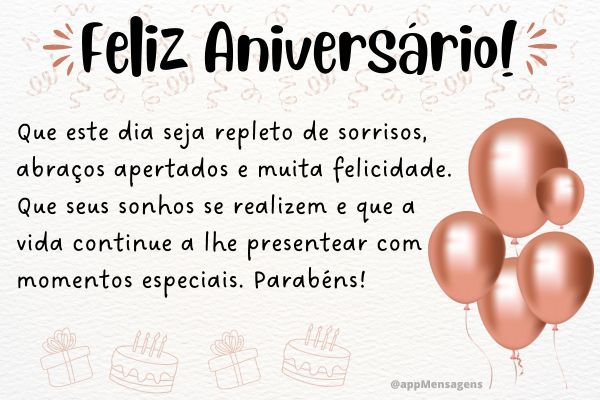 Feliz aniversário, parabéns!